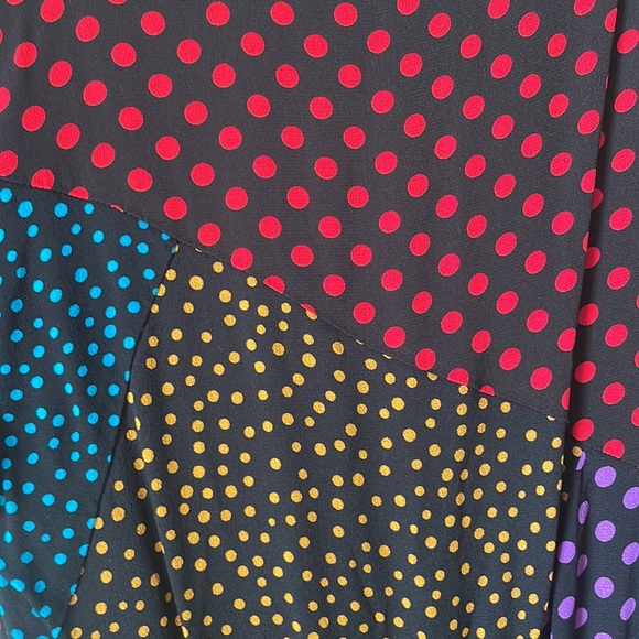 Vintage Carole Little patchwork style long sleeve midi dress with shoulder pads - Picture 3 of 7